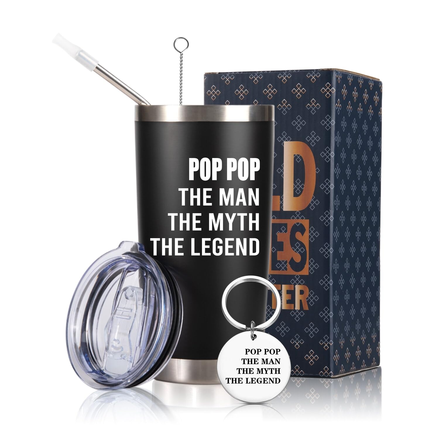 IthmahcoPop Pop Gifts, Pop Pop Tumbler With Lid And Straw, Grandfather Gift,Pop Pop Gifts From Grandkids,Gifts For Grandfather,Poppop Gifts,Grandfather Gift Ideas,Pops Gifts For Grandpa,Grandfather Gift Ideas