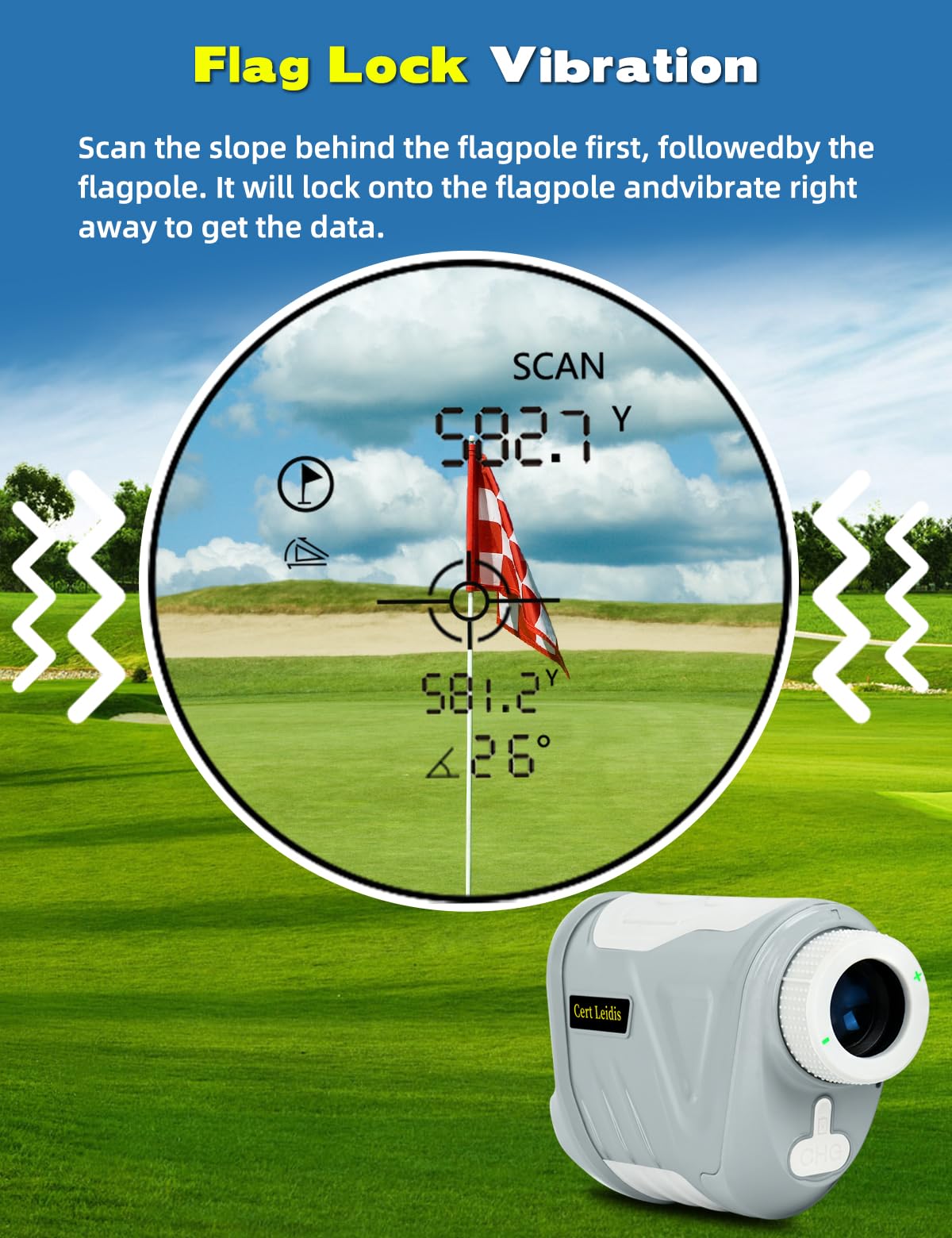 Télémètre de golf avec pente, télémètre laser de 1300 m, grossissement 6x, vibration de verrouillage du mât de drapeau, télémètre rechargeable pour golfeurs et chasse