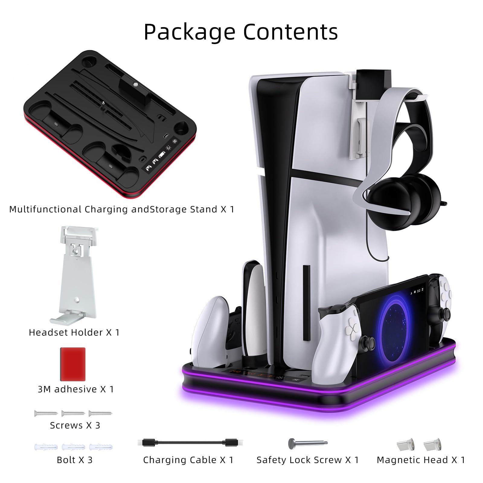 Stazione di raffreddamento per console PS5/PS5 Slim, stazione di ricarica controller per PlayStation Porta, supporto di raffreddamento accessori per PS5/PS5 Slim con ventola di