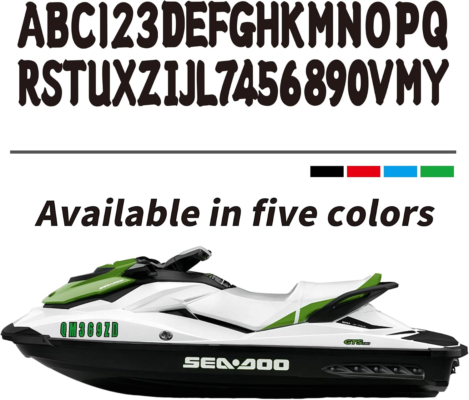 4 Sets 3" Marine Alpha-Numeric Registration Numbers and Letters Sticker Decal Kits for Boats & Personal Watercraft Black