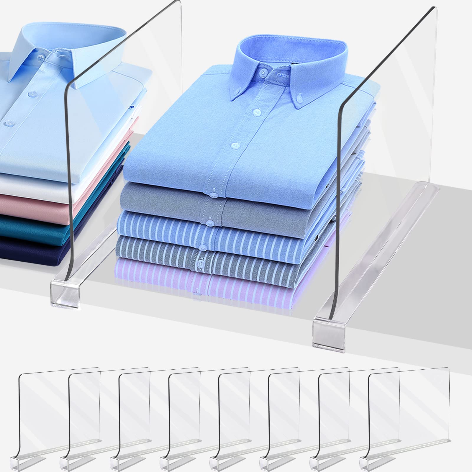Photo 1 of Acrylic Shelf Dividers for Closet Organization, Closet Shelf Organizer Closet Organizer for Bedroom, Closet Dividers for Shelves Clear Acrylic Shelf Dividers Clothing Divider Shelf (Clear,8 Pack)