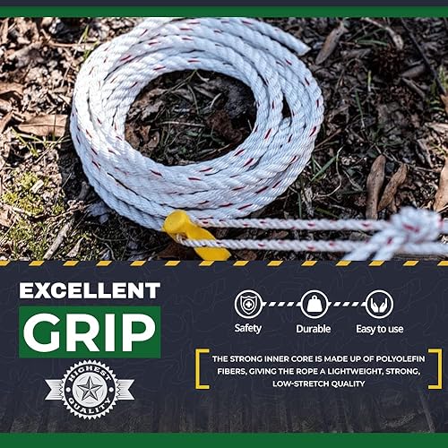 Miniatura 5 de SGT KNOTS - Cuerda trenzada de 3 hilos PolyDac  Combo varios tamaños y longitudes, Blanco