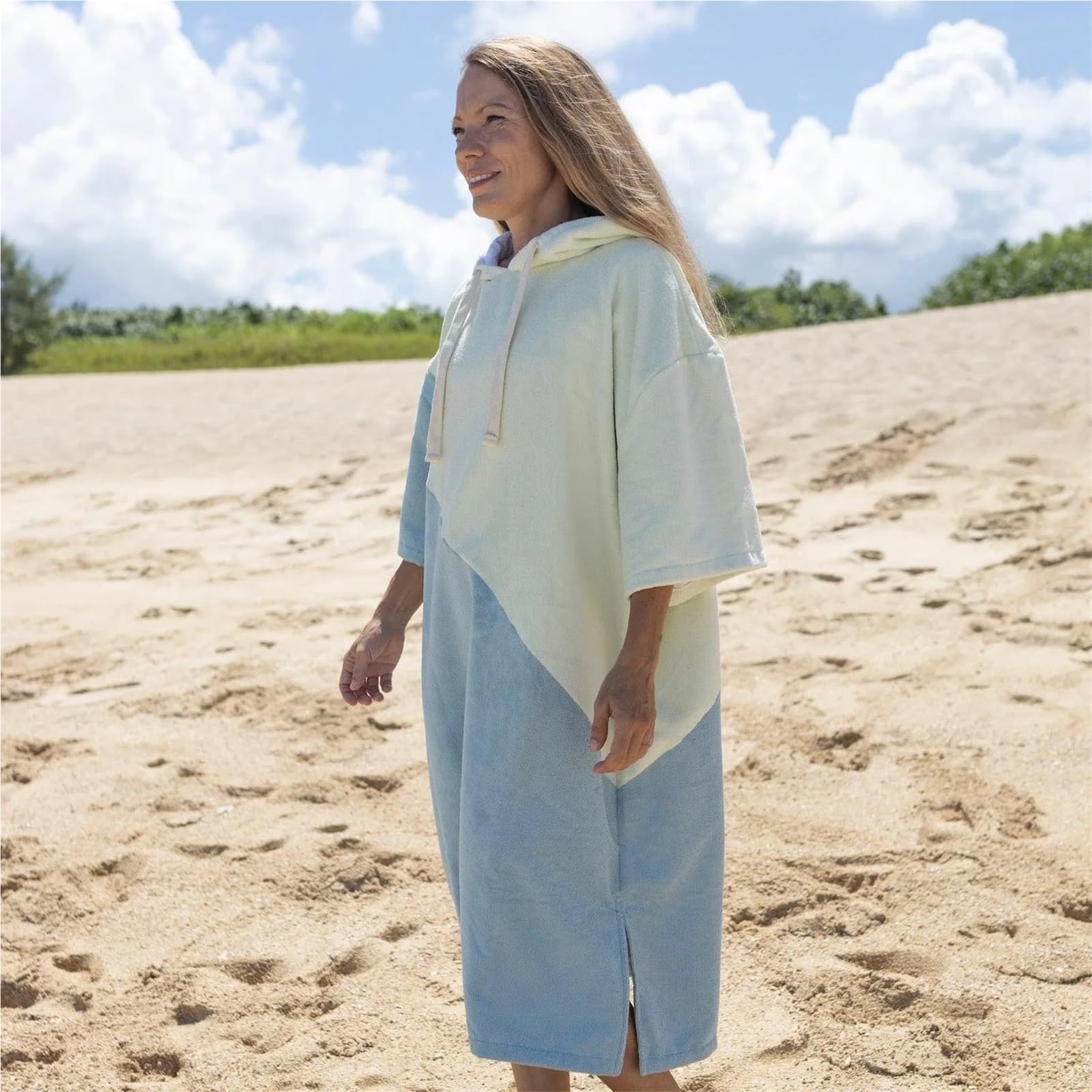 Toalla de Surf Unisex con Capucha, Bata baño, Cambiador, Mantiene el Calor, Poncho Playa Secado rápido, Toalla Buceo Gruesa Poncho de Playa(Green)