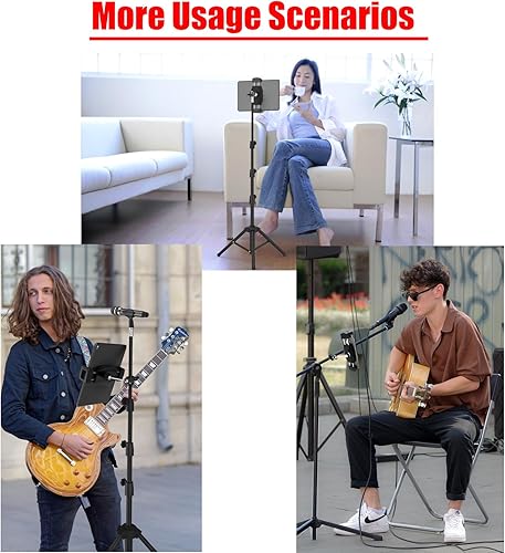 Miniatura 5 de Kereal Soporte para tableta para soporte de micrófono con cabezal de bola de 360 y adaptador de 38 a 14, soporte de micrófono, soporte de música,