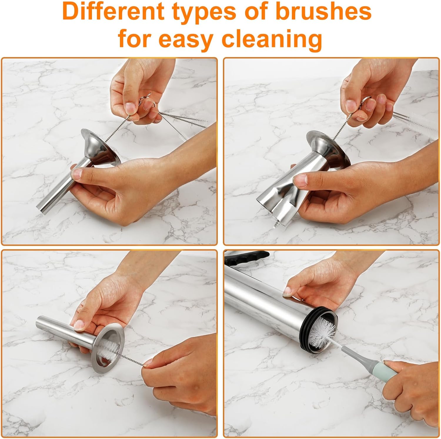 US Sausage Stuffer Kit Manual Stainless Steel Jerky Maker Kit Easy Cleaning Large Capacity Jerky Stuffer Kit With Thickened Aluminum Handle for Home Kitchen(Style 1)