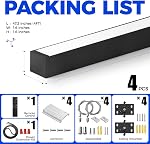 Barrina 4040 Remote Series LED Linear Light Fixture with Remote, 3rd-Generation, 4FT 40W Seamless Connection, 3000K-6000K Color Changing, Dimmable Pendant Lights for Bars Cafe Shop, Black, 4 Packs