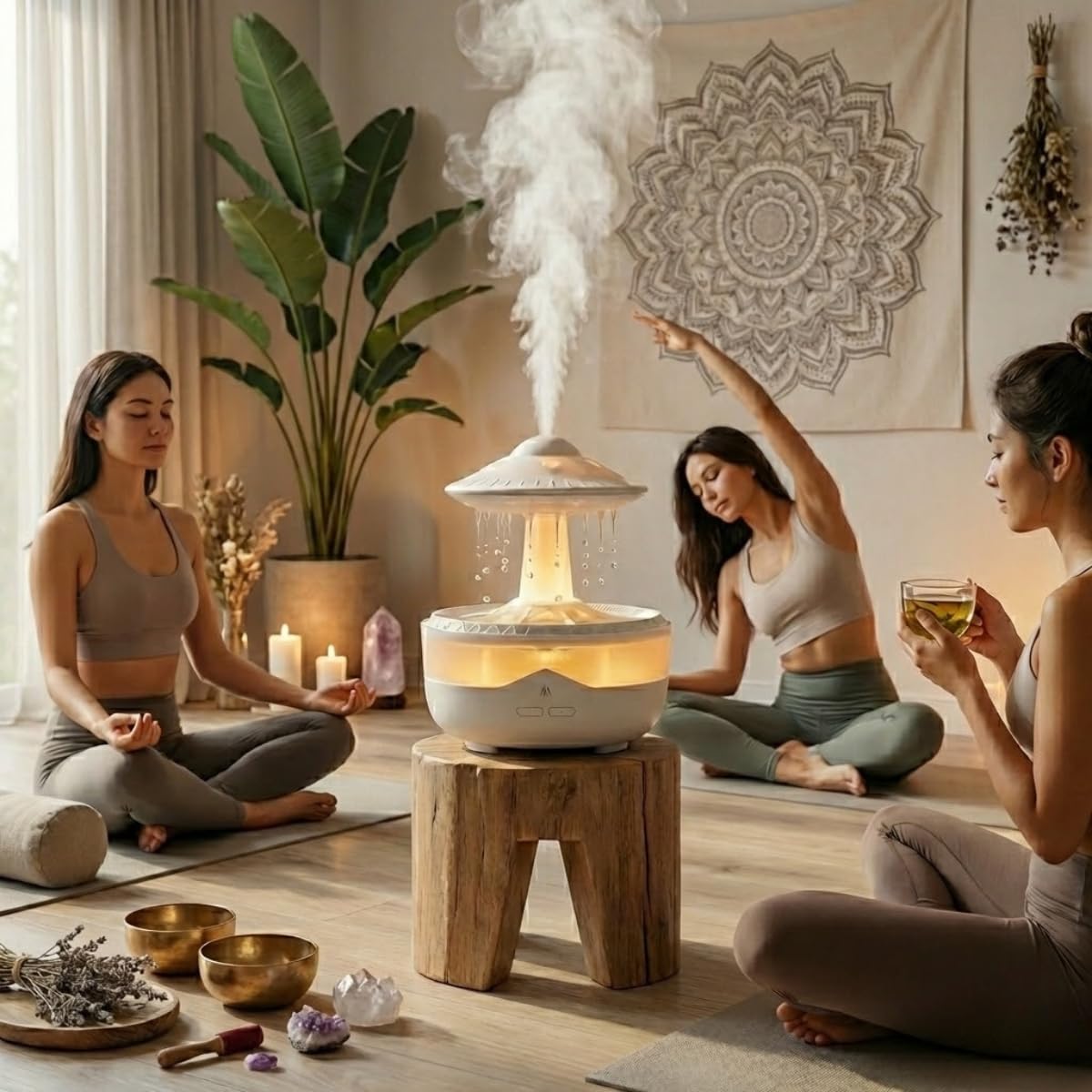 UFO Tasarımlı Hava Nemlendirici ve Aroma Difüzör, Atmosfer Aydınlatmalı, Zamanlayıcılı, 145x189mm