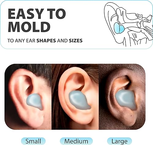 Miniatura 6 de PQ - Tapones de cera de gel de silicona para los oídos, 16 tapones para los oídos, con cancelación de ruido, impermeables, para nadar y dormir,
