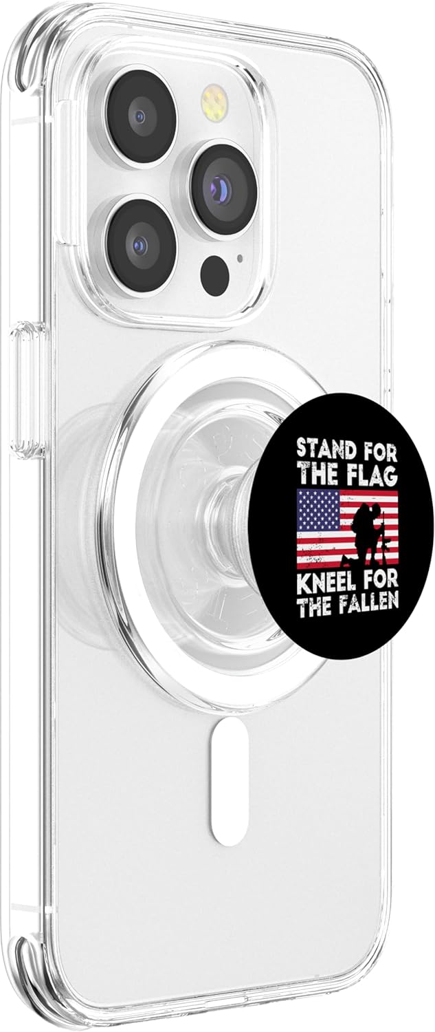 Patriotic Military Veterans Stand For Flag Kneel For Fallen PopSockets PopGrip for MagSafe