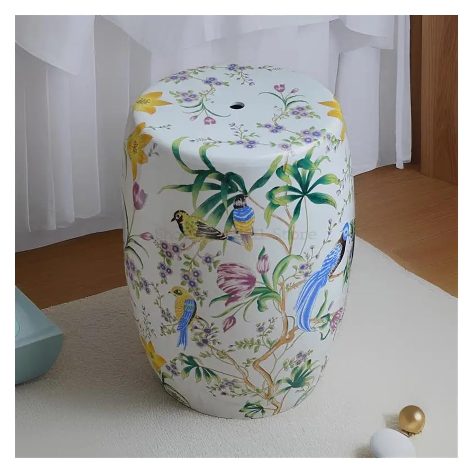 Kolorowy Ceramiczny Stołek Do Perkusji W Kształcie Kwiatka I Ptaka Siedzenia Stylu Francuskim Chińskim Boczny Łazienkowy Zmiana Butów Wykwintna Dekoracja