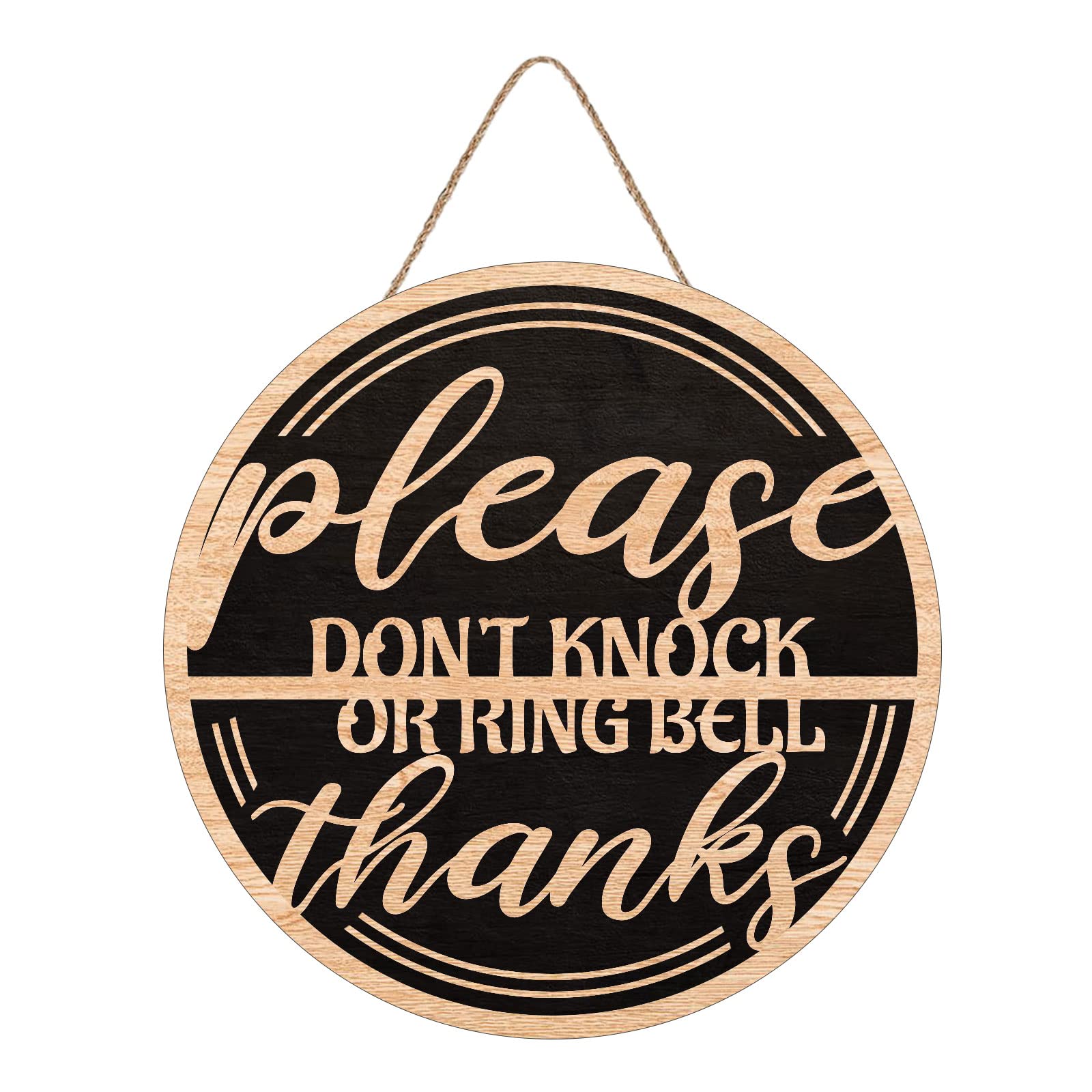 Please Do Not Knock Or Ring Doorbell Sign No Soliciting Sign for House Wood Do Not Disturb Door Hanger Sign Funny Office Door Signs Baby Sleeping Sign No Stranger Hanging sign Go Away Farmhouse Decor