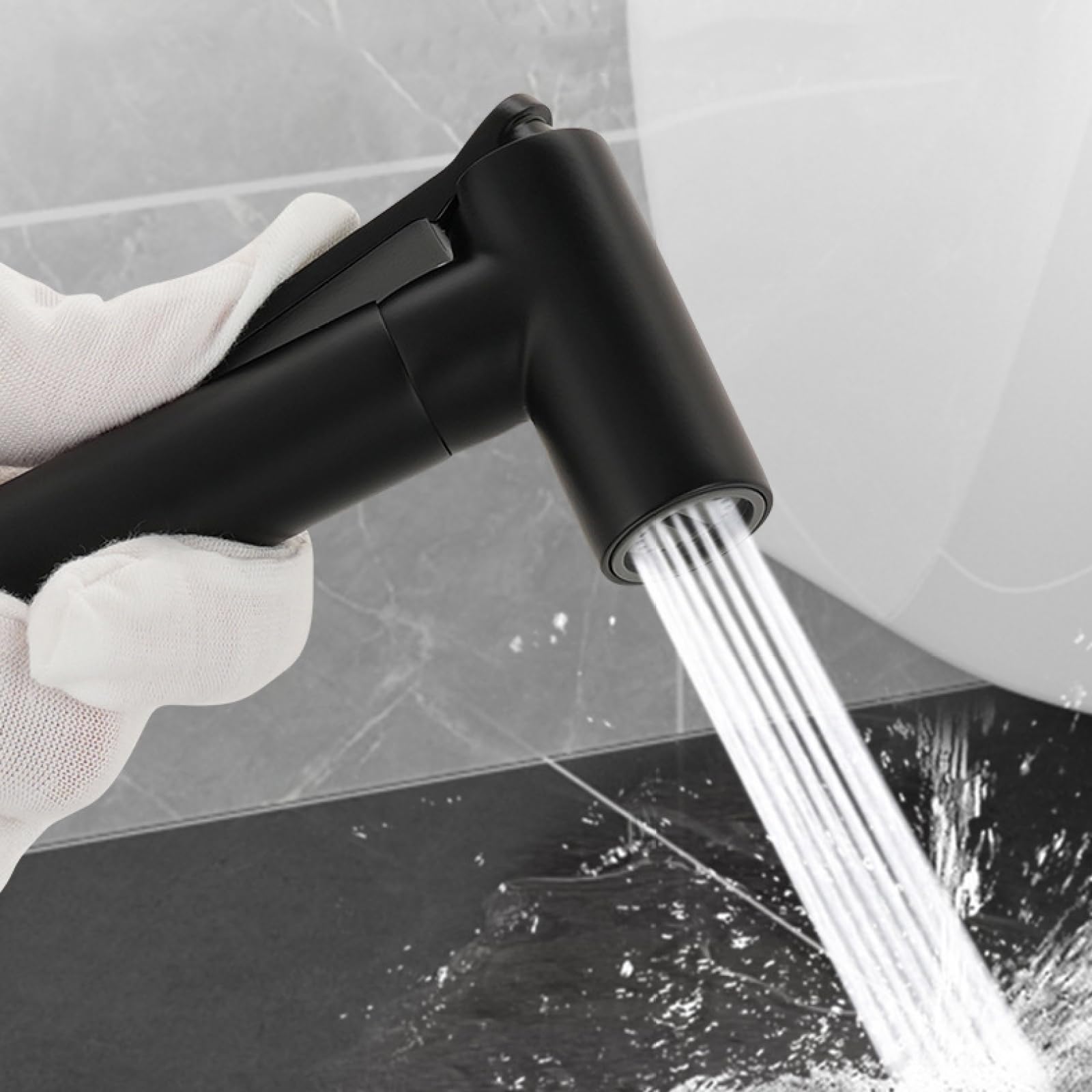 Doccetta Bidet per WC Ottone Nero Montaggio A Parete Doppia Uscita | Adatto per La Pulizia Della Toilette E La Pulizia Quotidiana Del Bagno