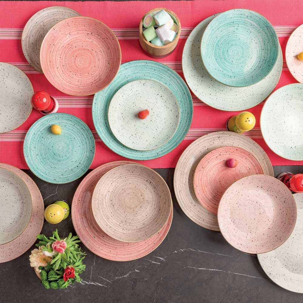 Tognana Pepper Bamboo, Service de vaisselle 18 pièces pour 6 personnes, Porcelaine, Blanc