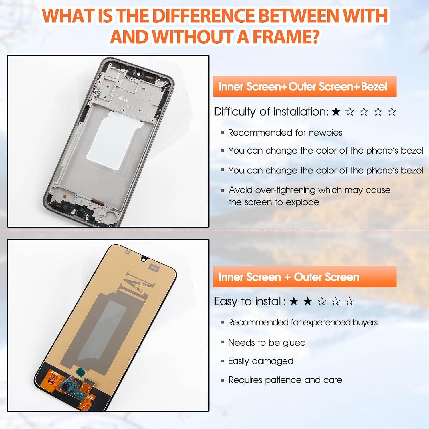 Not Original Screen for Samsung Galaxy A26 5G Screen Replacement for Samsung A26 LCD Screen SM-A266E, SM-A266B Touch Display Digitizer Assembly Repair Parts with Frame(Black No Fingerprint Function)