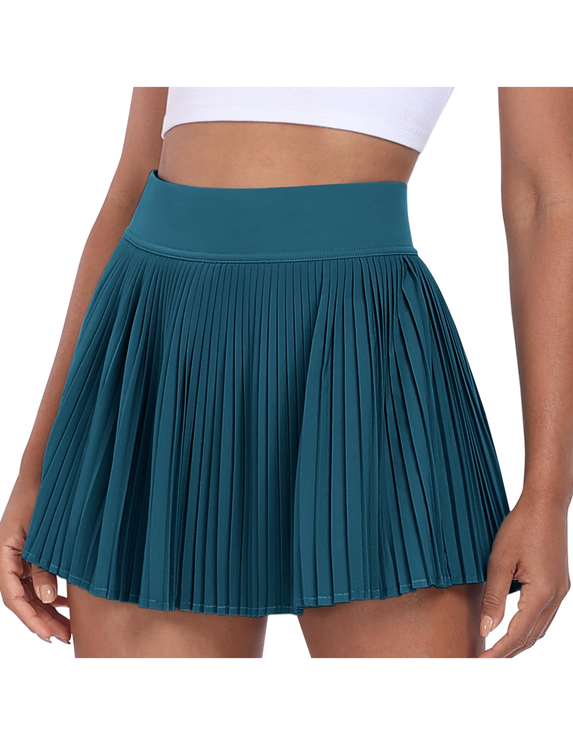 Desol Tennisrock Damen Hosenrock Damen Rock Mit Hose Drunter Hohe Taille Faltenrock Sportrock Golfrock Mini Rock Skirt mit Taschen