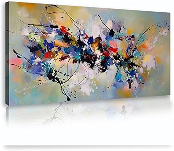 青とピンクの抽象画 キャンバスアート キャンバスに描かれた抽象画 青とピンクの色の抽象画 モダンなデザイン