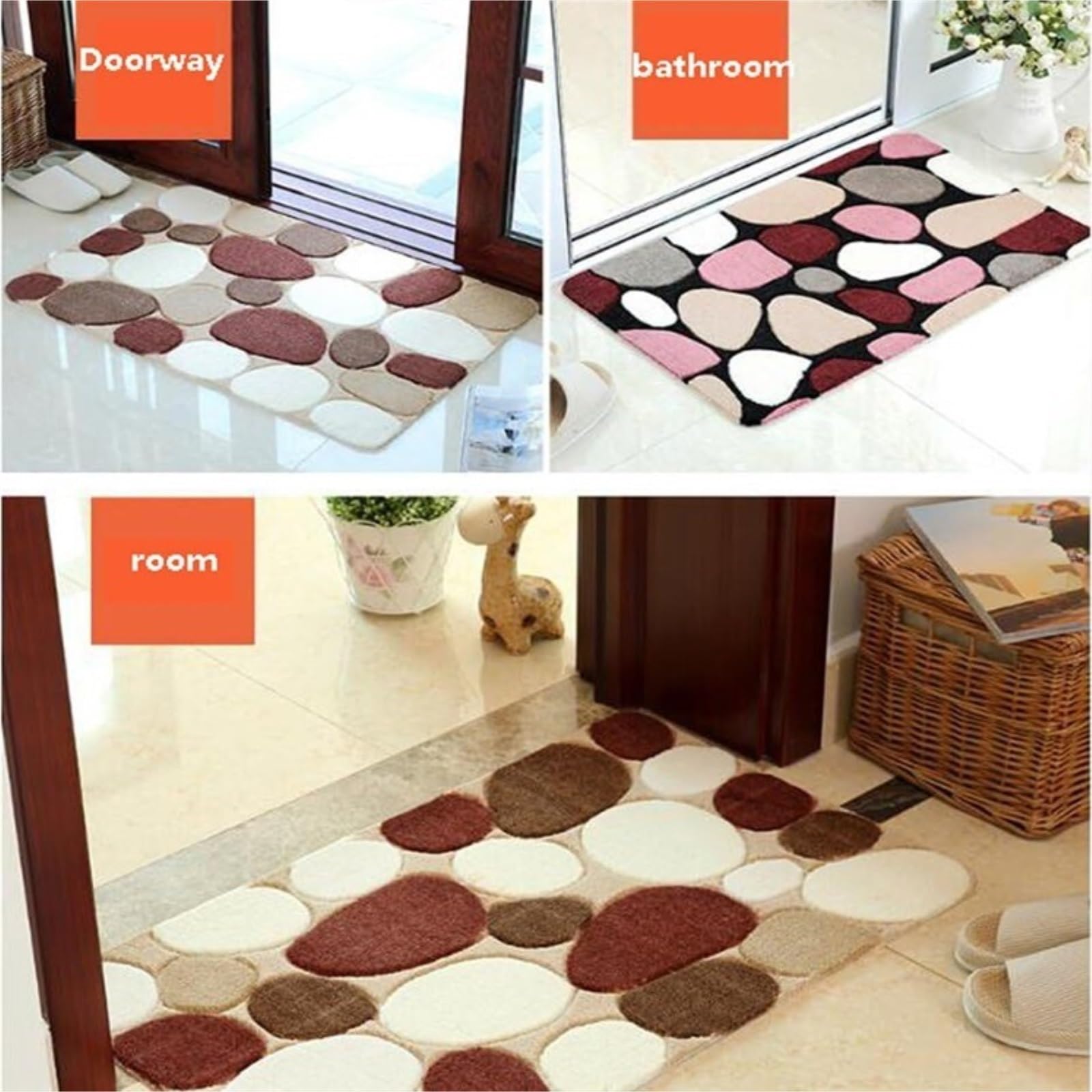 Zerbino Tappeto da Bagno Tappeti in Microfibra per Tappetini Assorbenti Antiscivolo Pavimento per L'Ingresso(E,78x118cm(30x46))