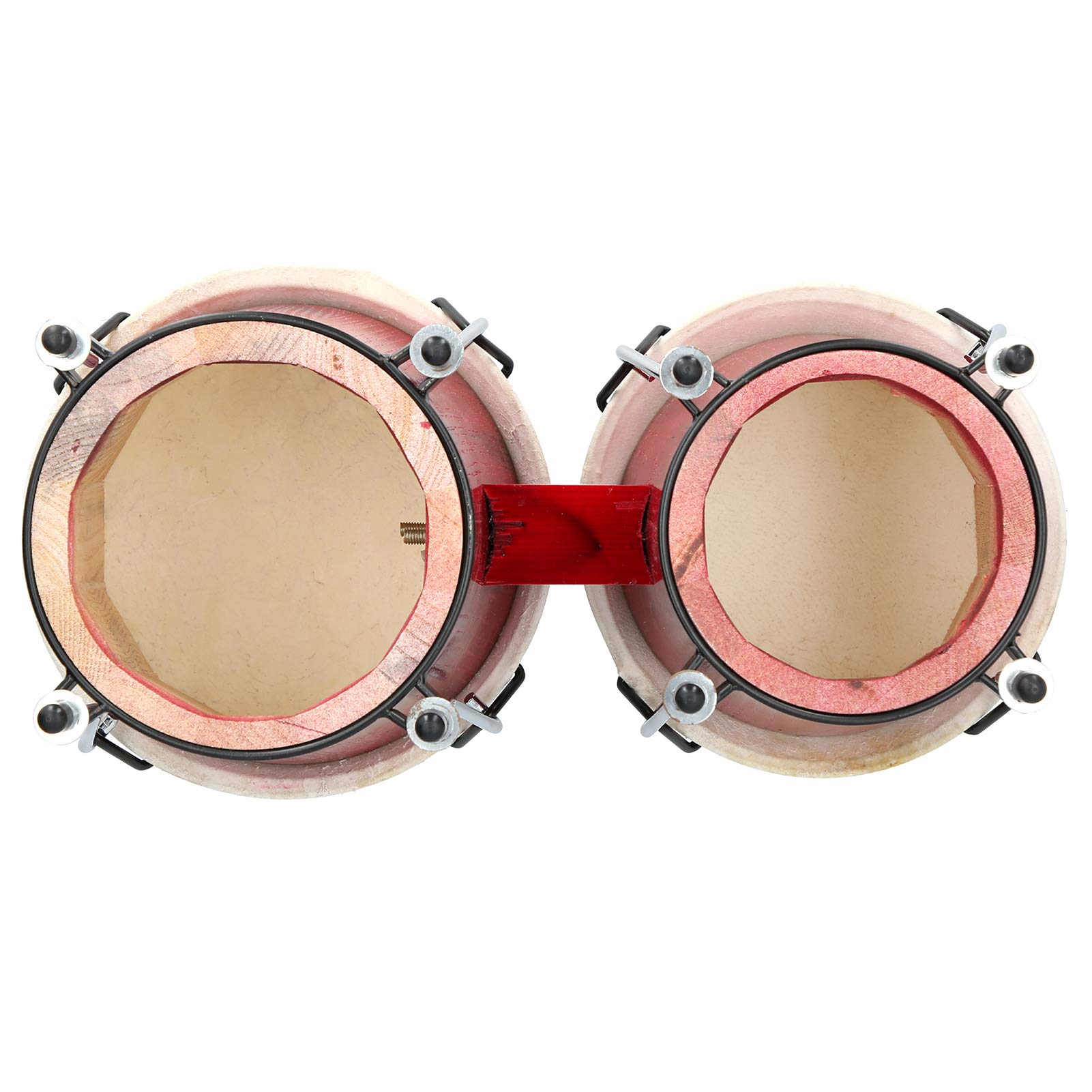 Bongos de Madera, Tambor Bongo de Madera Maciza con Piezas de Aleación, Sonido de Ritmo Puro, Instrumento de Percusión Rojo para Niños Adultos Principiantes Aprendizaje y Práctica Musical