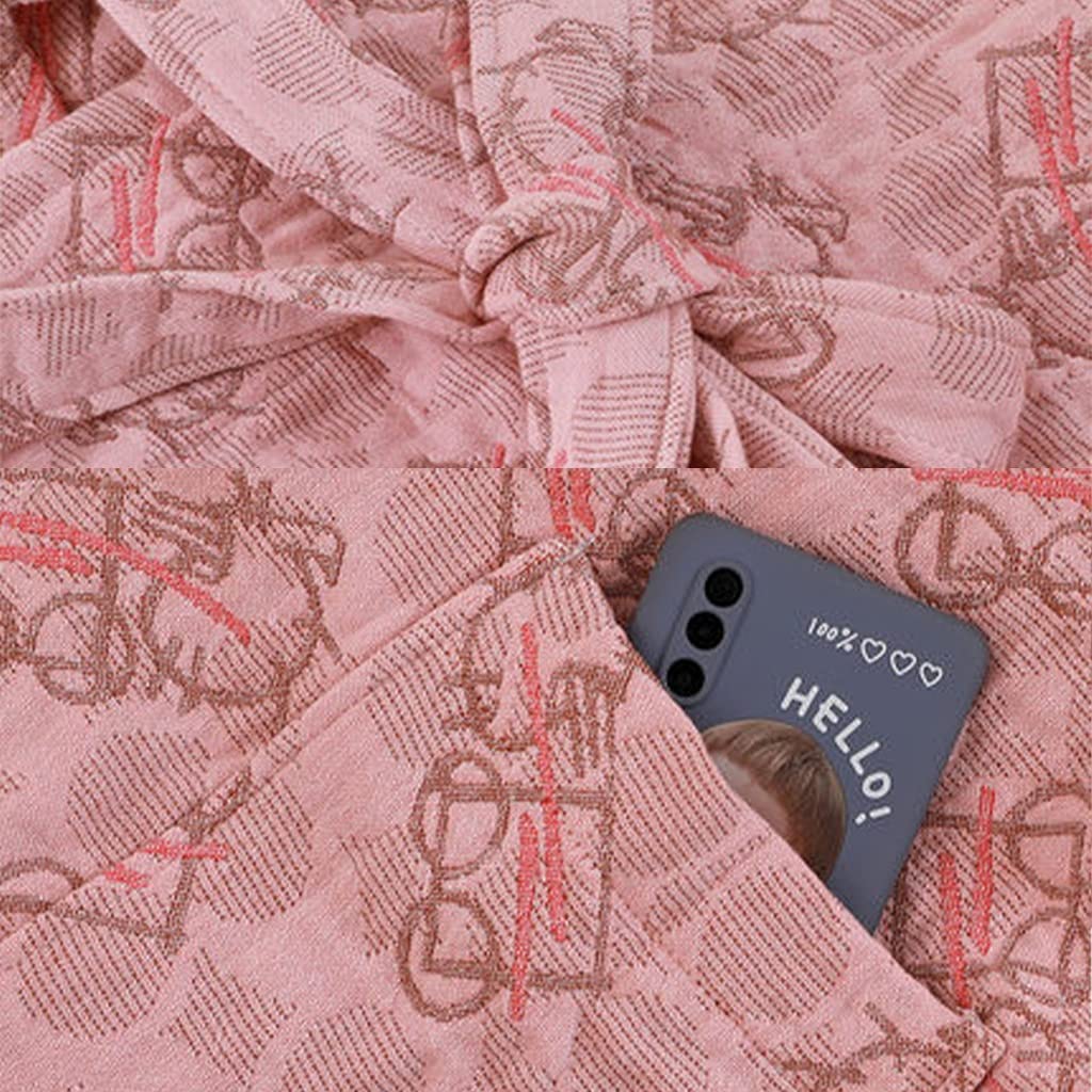 GHYUBYER Baumwoll-Morgenmäntel für Damen und Herren, leicht, 100 % Baumwolle, Bademantel, 4 Schichten Gaze-Duschpyjama (Farbe: braun, Größe: L)