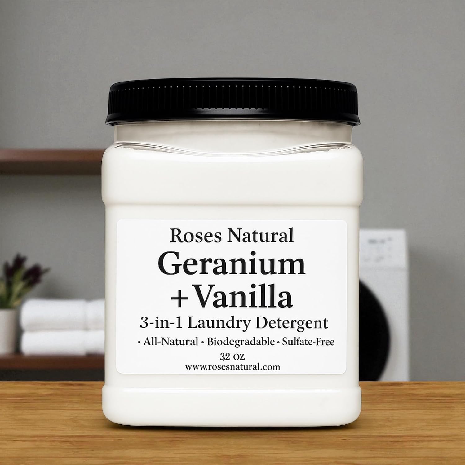 Geranium + Vanilla 3-in-1 Laundry Powder Detergent – Natural, Plant-Based, Sulfate-Free, Biodegradable Laundry Soap – Detergent, Softener & Stain Remover – HE Safe, Eco-Friendly, 32 oz, Made in USA image 4