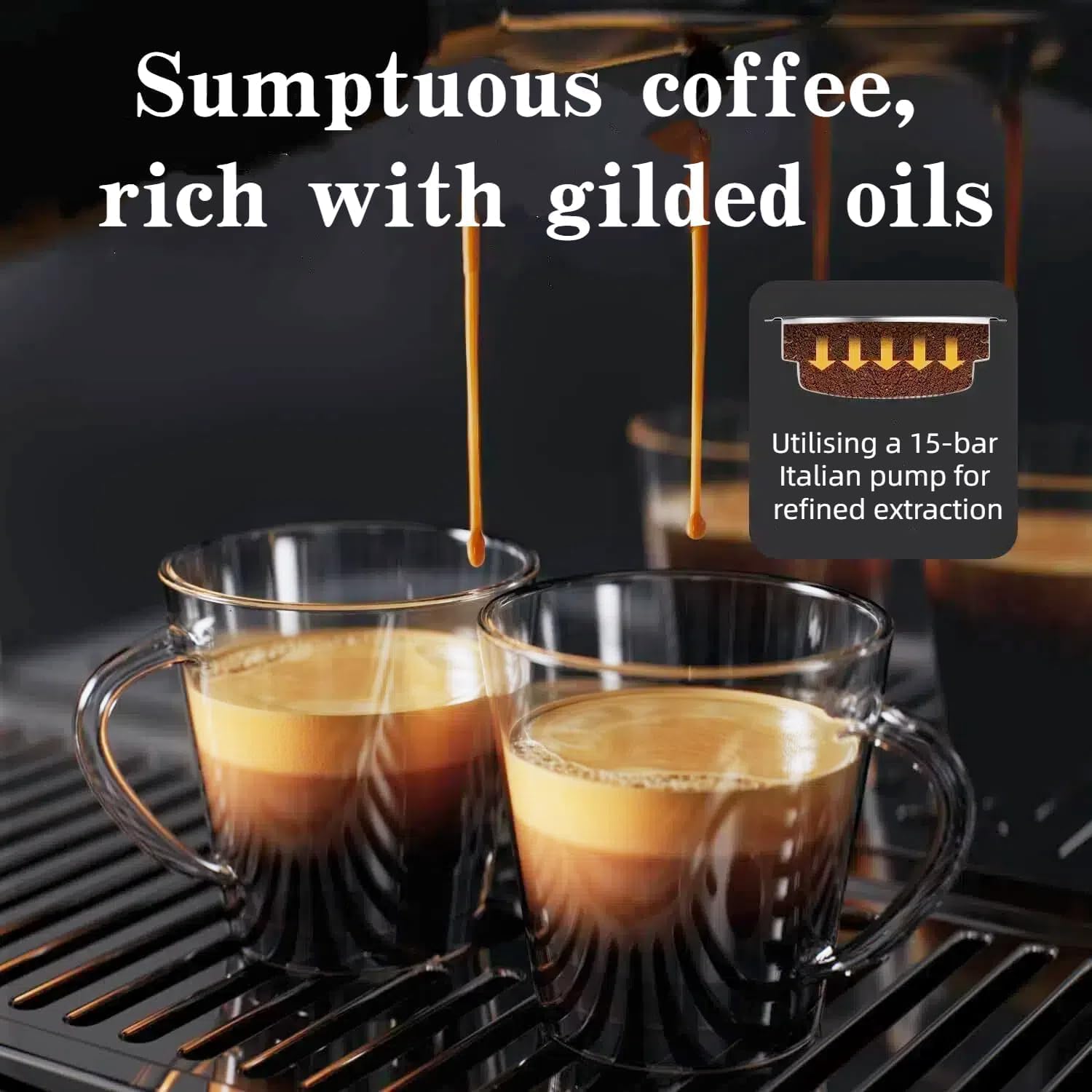 Macchina per Espresso Macchina del Caffè con Macinacaffè Integrato Portafiltro 8 Livelli di Macinazione 15 Bar Pressione Pompa 3 Livelli di Temperatura Bolla di Latte Acciaio Inox Nero