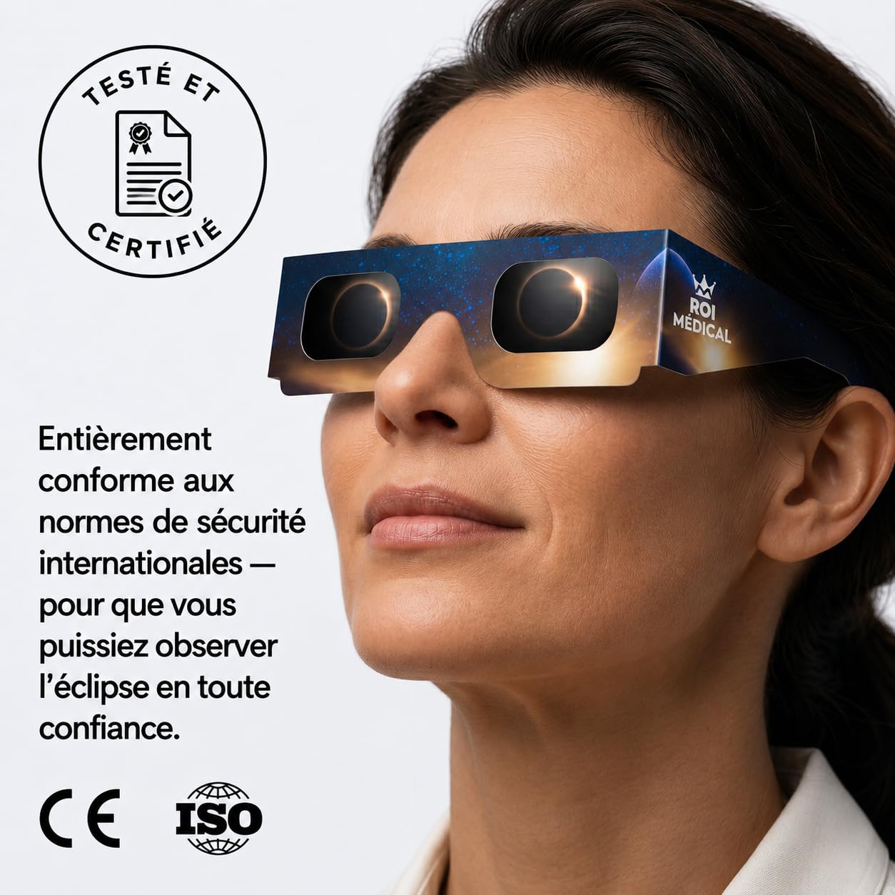 Lunettes Eclipse Solaire ISO 12312-2 Lot de 6/50/100 Paires avec Filtres pour Smartphone Protection des Yeux