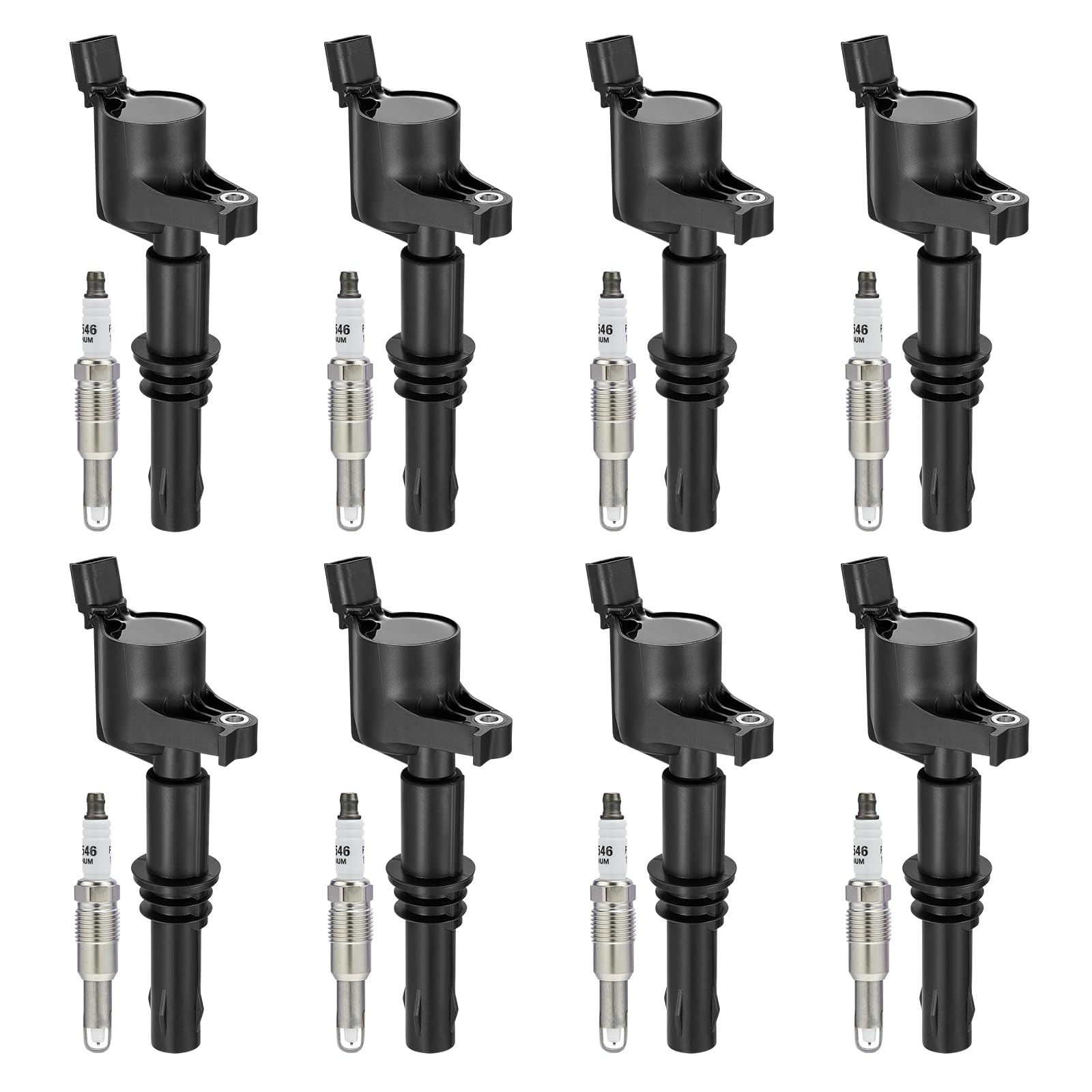 Set of 8 DG511/FD508 Ignition Coil Pack and SP546/SP515 Spark Plugs Compatible with Ford Expedition F150 F250 F350 Super Duty Compatible with Lincoln Navigator Mark LT 5.4L V8 Replaces 5C1584 DG511+SP546