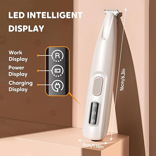 Miniatura 7 de Generic Pet MicroPrecision - Recortadora de pelo de mascotas, multifuncional, impermeable, recargable, con luz LED, recortadora de patas de mascotas