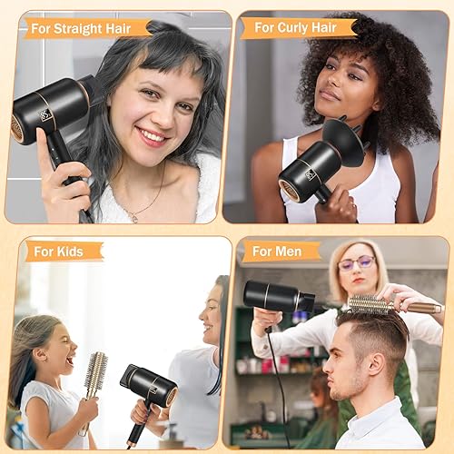 Miniatura 6 de ENISECA Secador de pelo iónico negativo de 1875 W, tecnología de control de temperatura preciso, secador profesional de salón de belleza, secado