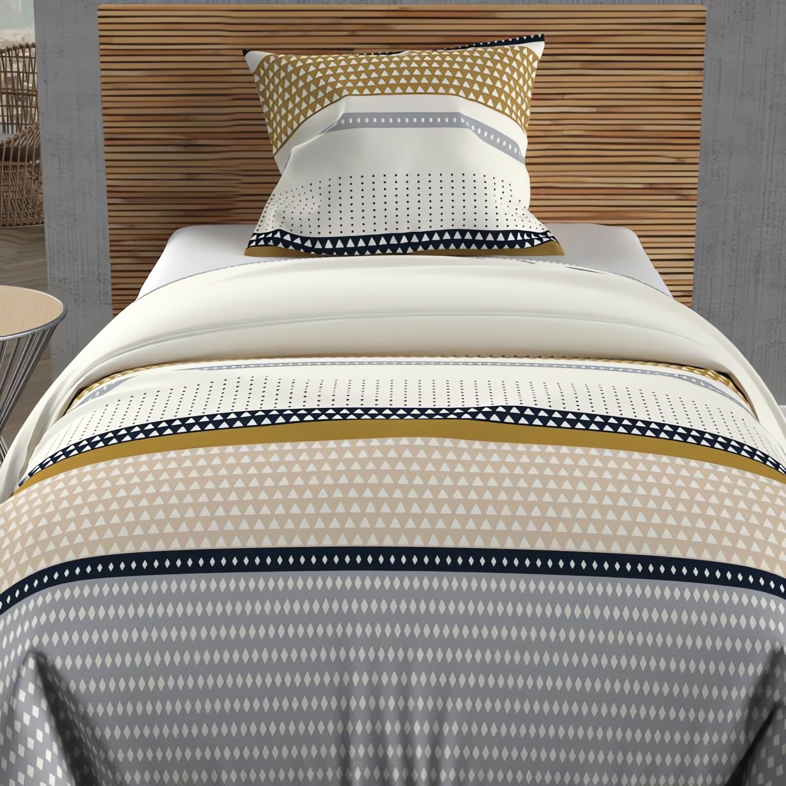 Soleil d'ocre, Thales Duvet Cover Set Cotton 57 Thread Count 140 x 200 cm Mustard, Yellow - Image 2