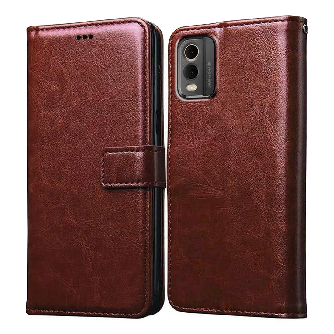 Amazon Brand – Solimo Flip Leather Mobile Cover (Soft, Flexible & Kickstand Back case) Compatible for Nokia C32 4G (Brown) Amazon Brand – Solimo Flip Leather Mobile Cover (Soft, Flexible & Kickstand Back case) Compatible for Nokia C32 4G (Brown)