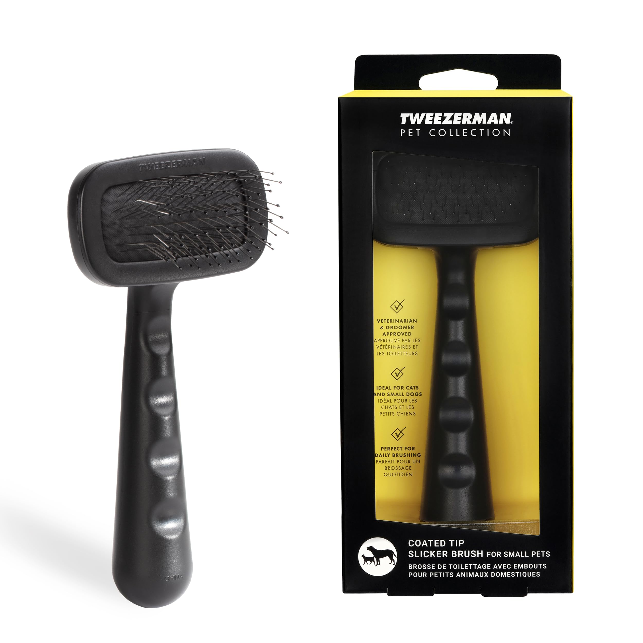 Tweezerman Dog and Cat Grooming Slicker Brush for Small Pets