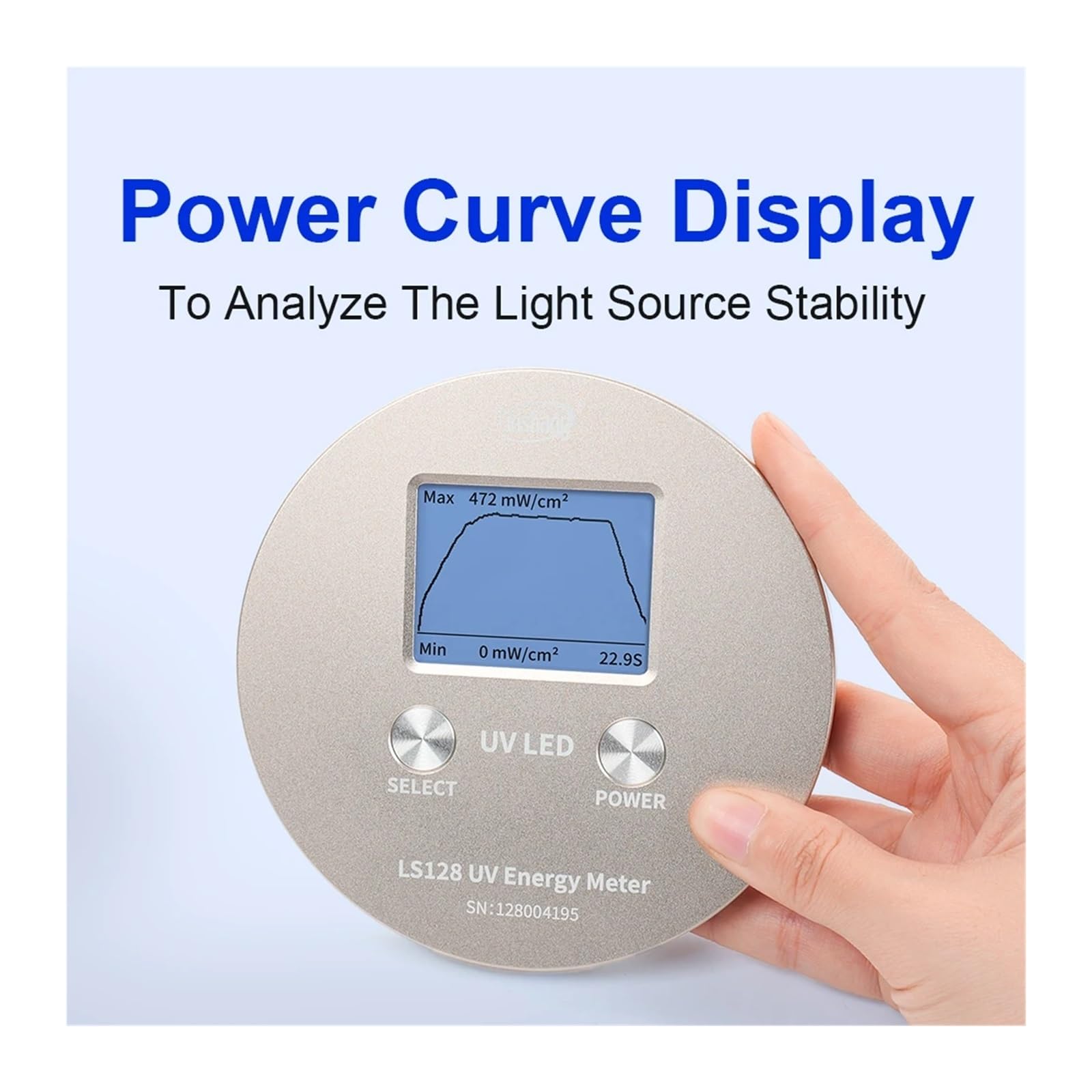 Radiómetro UV, medidor de intensidad UVLED, portátil energía, radiómetro luz curado, alta precisión 340 nm a 420 LS128 Alta precisión