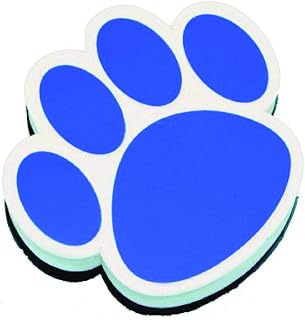 Ashley Paw Shaped Magnetic Whiteboard Eraser, Blue, White (10002)