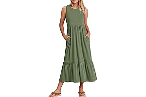 SXCCS Women's Casual Sleeveless Crewneck Sundress 2023
