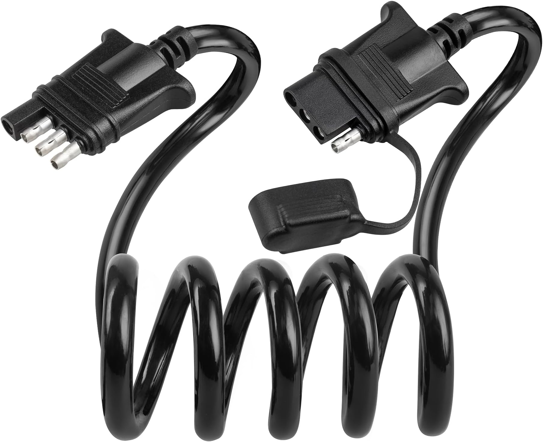 4 Way Flat Trailer Extension Coiled Cable 3 Feet
