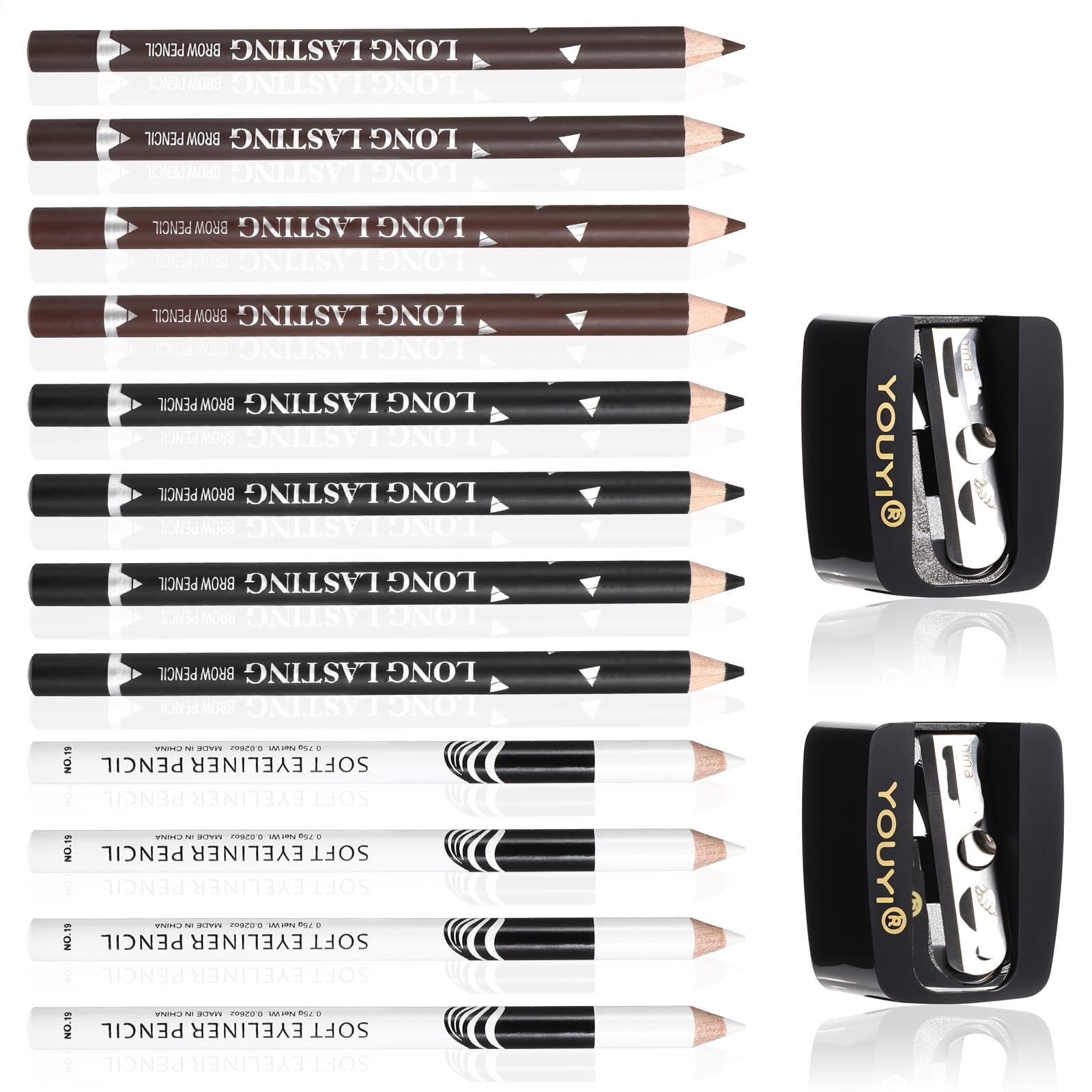 12 Pcs Eye Pencil Waterproof Eyebrow Pencil Long Lasting Barber Pencil with Sharpener Easy to Color Eye Brow Pencils for Women Men(Black, Light brown,Dark brown)