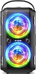 W-KING Bluetooth Speaker Loud, 180W Peak Party Portable Outdoor Haut Parleur Speaker Wireless Boom Box/4 Drivers(2 * 4.04’’ Woofer)-80W Deep Bass Tube, Huge 105dB Sound, Lights/IPX5/EQ/24H/USB/TF/AUX