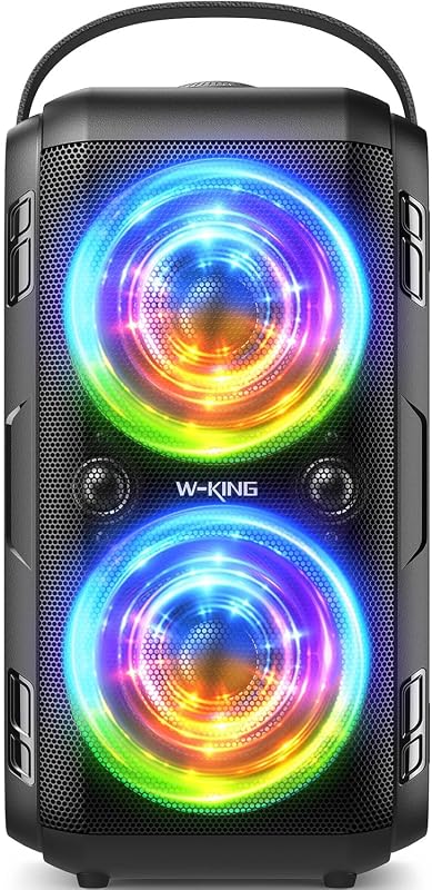 W-KING Party parlante Bluetooth Boom Box, parlante grande máximo de 180 W | parlante portátil inalámbrico para exteriores, el más ruidoso de 105dB, 4 controladores con subwoofer de 2x4,04 pulgadas, graves profundos enormes HD de 80W, IPX5/24H/EQ/USB/TF