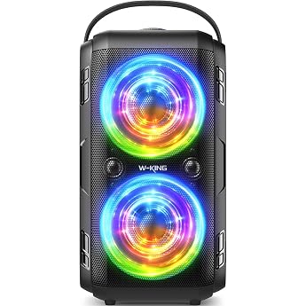 180 W Peak Music Box Bluetooth Speaker Large, W-King 80 W Party Boom Box Loud Bluetooth Box Wireless, Naturally Deep Bass/4 D