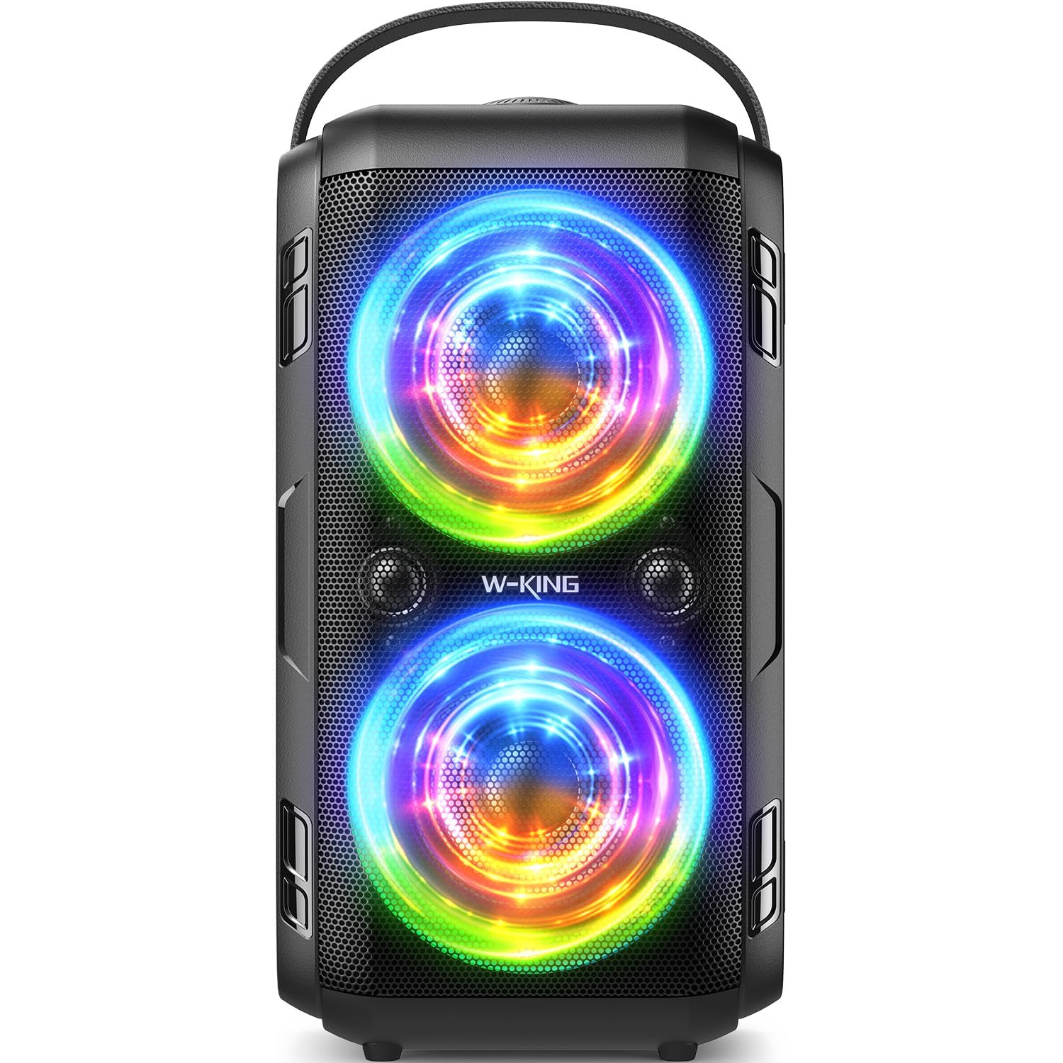 180 W Peak Music Box Bluetooth Speaker Large, W-KING 80 W Party Boom Box Loud Bluetooth Box Wireless, Naturally Deep Bass/4 Drivers 2 x 4.04 Inch Woofer, Huge 115 dB Sound, IPX5/LED/24H/USB/TF/AUX/EQ