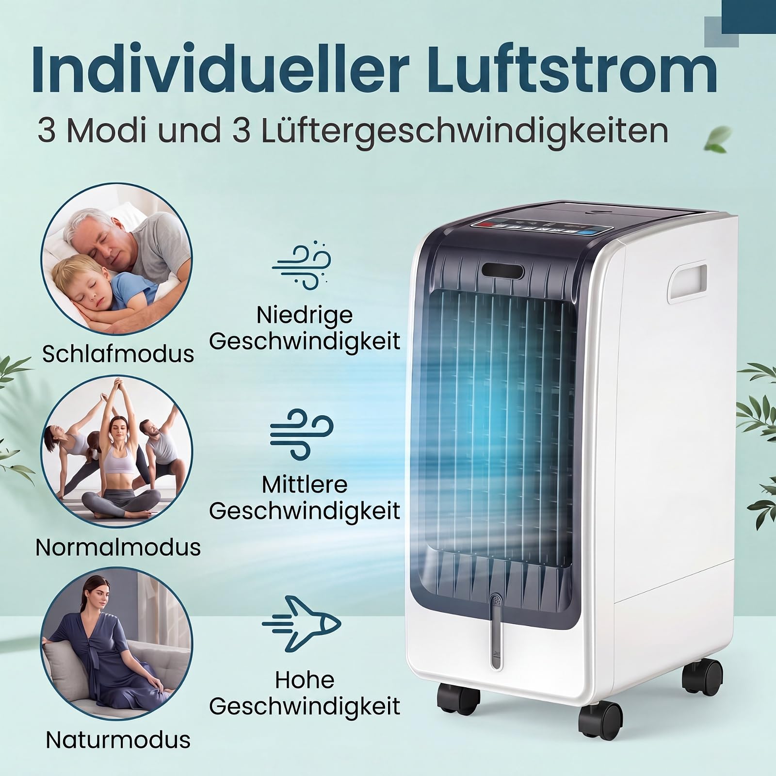 GYMAX 3 in 1 Mobiles Klimagerät, Luftkühler mit Kühlen, Ventilator, Luftreinigung & Luftbefeuchter, 75W Klimaanlage ohne Abluftschlauch mit 3 Geschwindigkeiten, 6L Wassertank, Timer