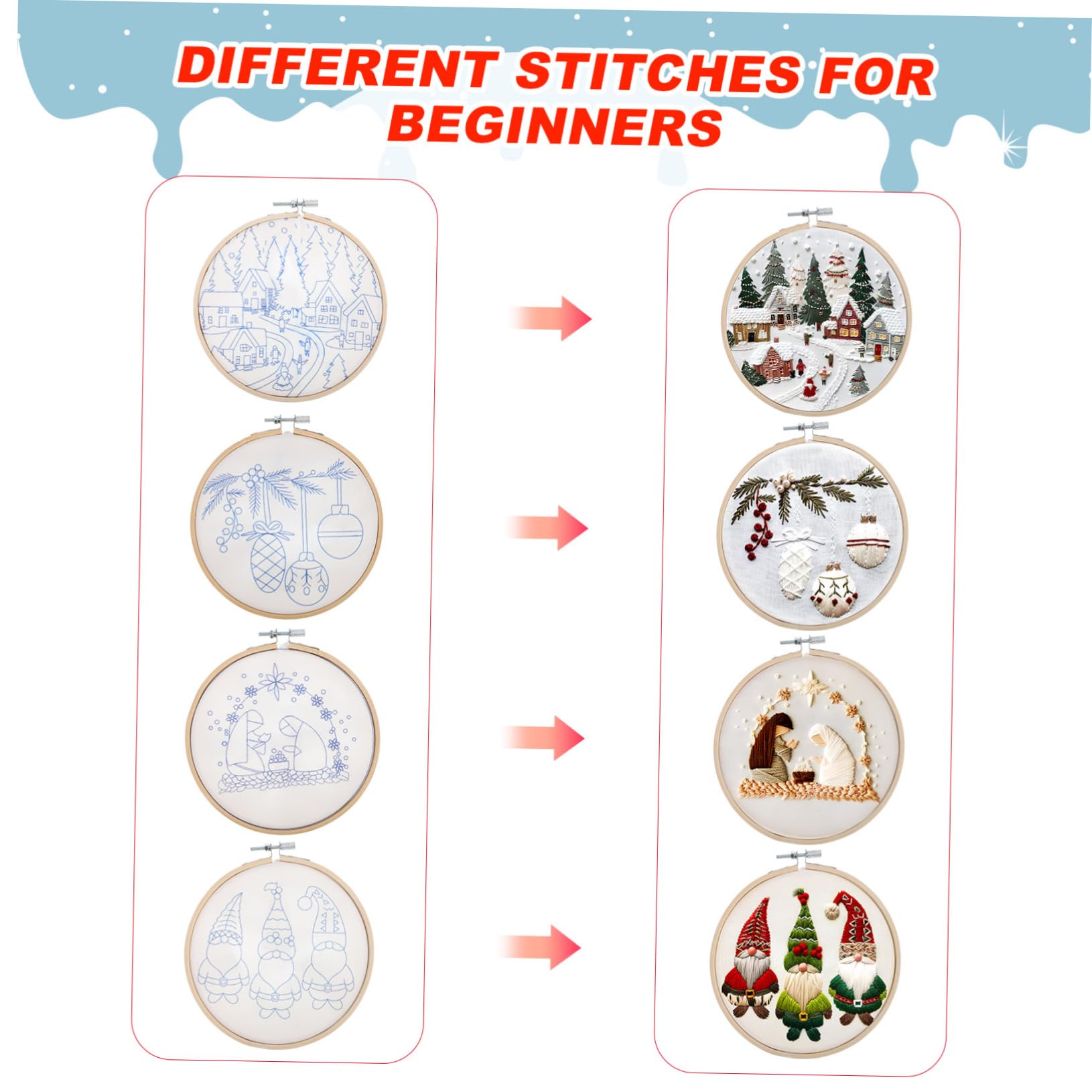 Operitacx Kit de Bordado Navideño y Adornos en Navidad para Principiantes Materiales Resistentes y Patrones Variados Adecuado para Manualidades
