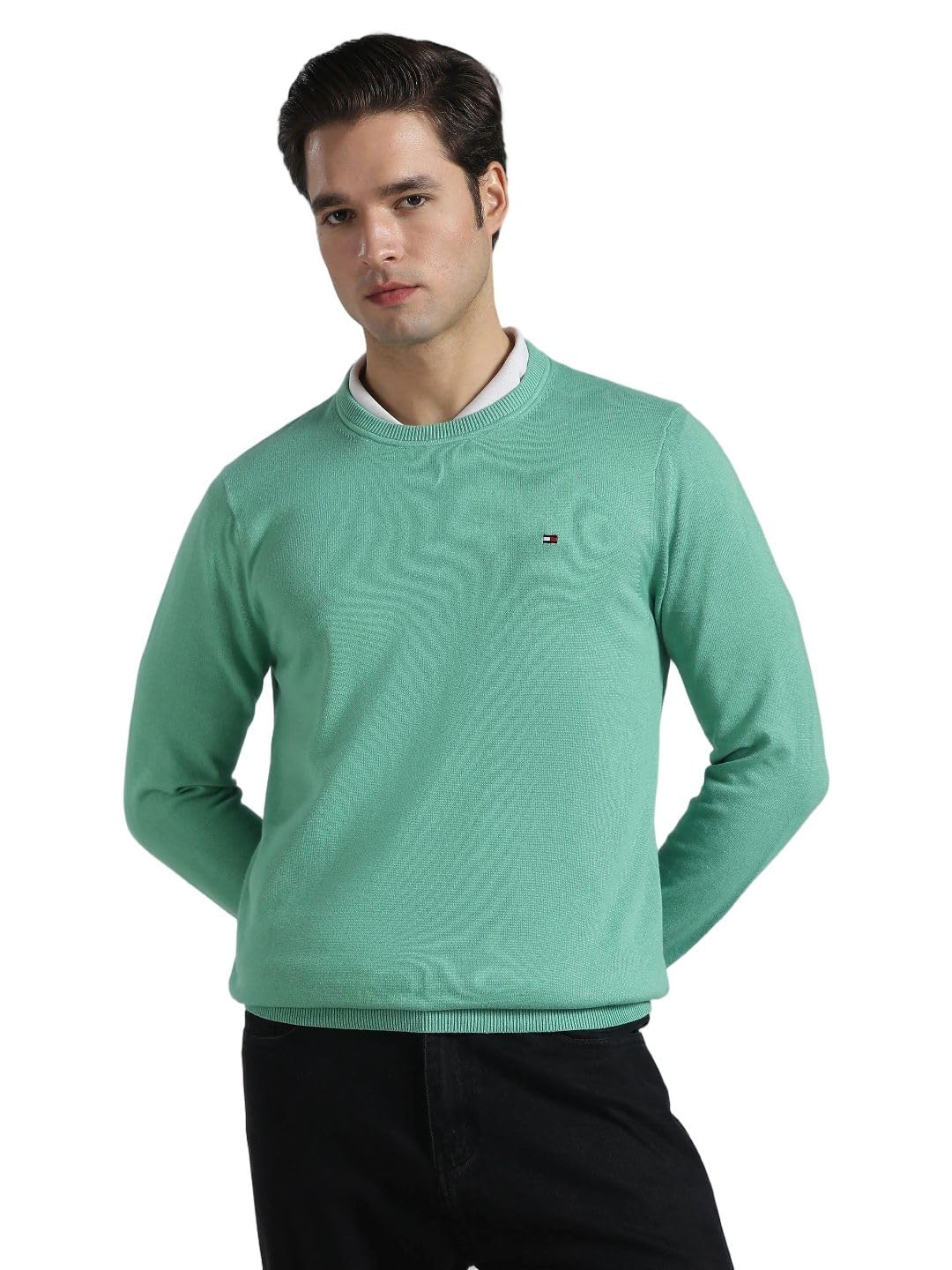 tommy hilfiger Solid Regular Fit Cotton Sweater-picture-42