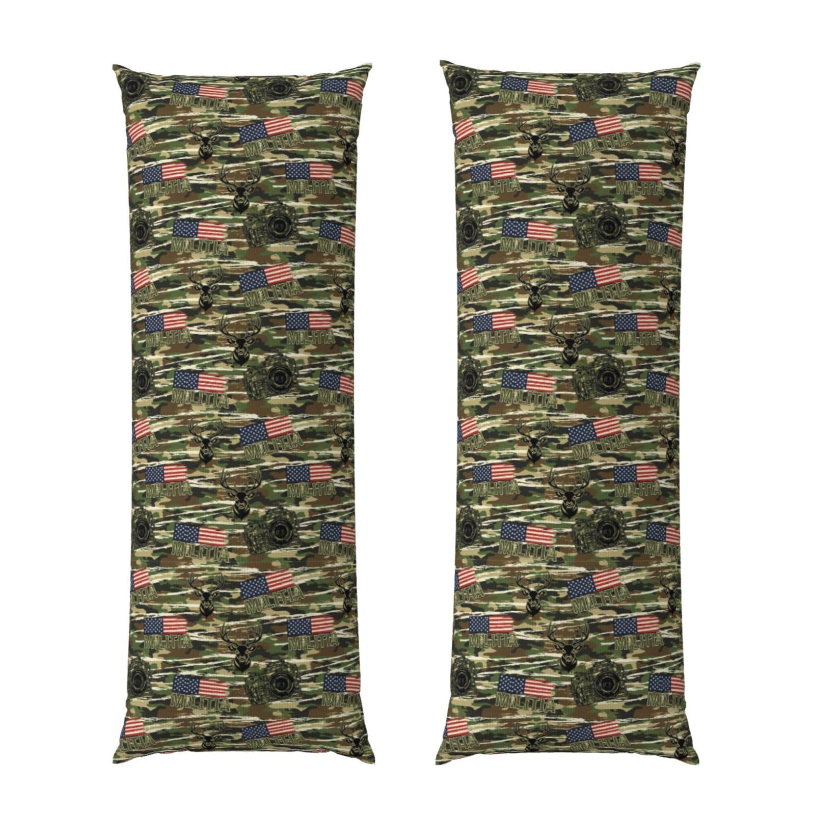 Long Pillowcase 20x54 Inch, Deer Camo Camouflage American Flag Hunting Black, Ultra Soft Body Pillow Cover with Hidden Zipper, Wrinkle Resistant Fabric for Bed Couch Home Decoration