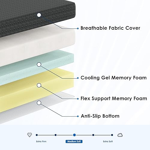 Miniatura 4 de Colchón de espuma viscoelástica de tres pliegues, colchón portátil tamaño Queen de 6 pulgadas, tapete plegable para viajes, campamento y yoga, funda