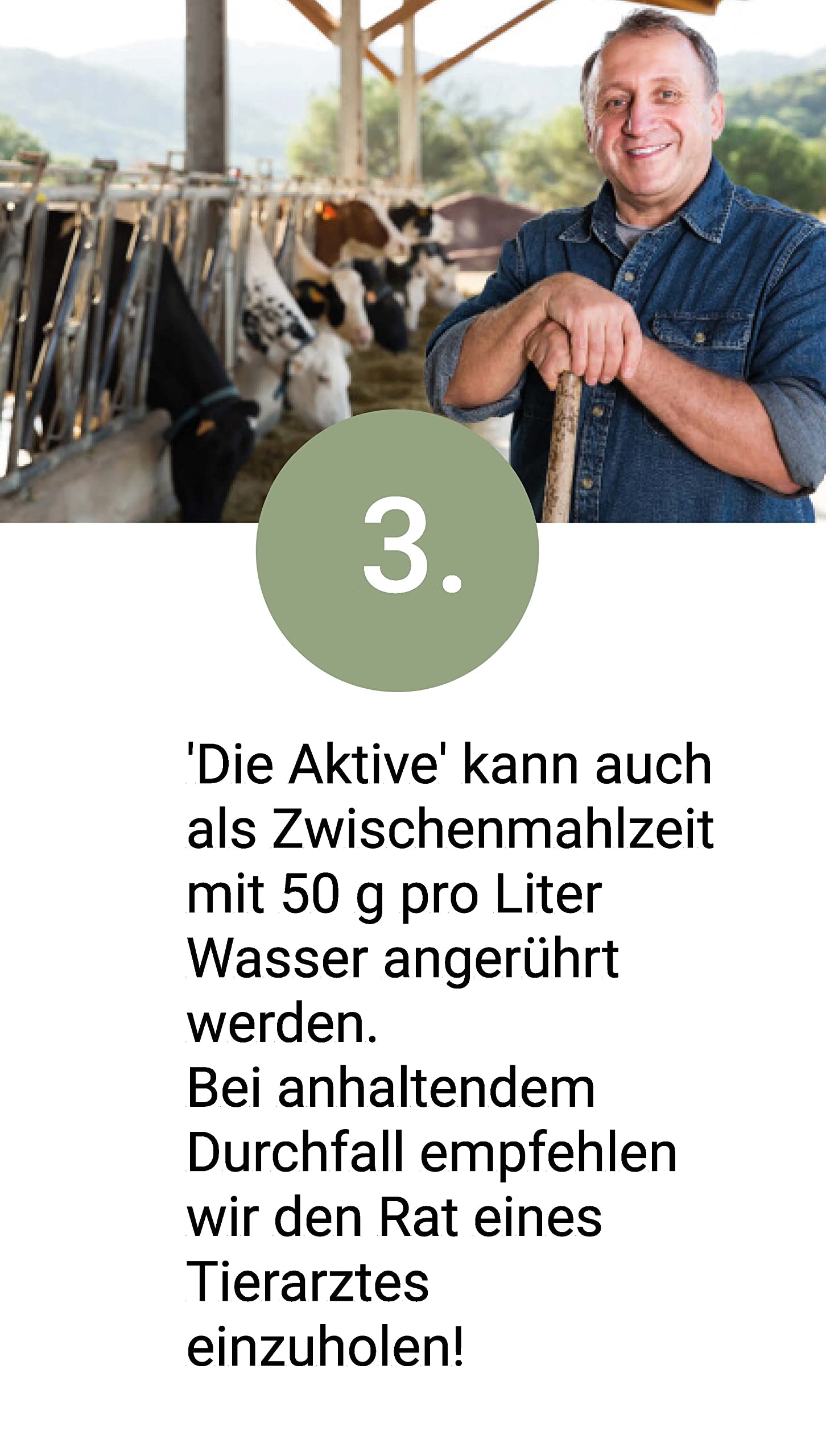 DIE AKTIVE 1kg Diätfutter, Elektrolyte & Omega 3 [Durchfall Kalb]