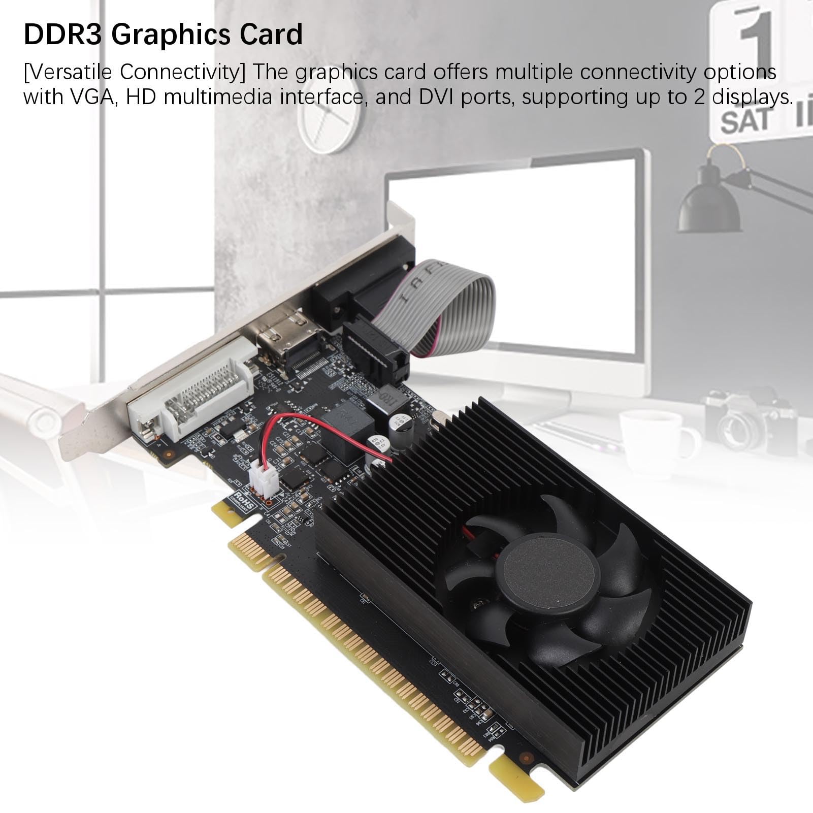 Scheda Grafica GT740, Memoria DDR3 da 4 GB a 128 Bit, Interfaccia Multimedia DVI VGA HD, Scheda Video del Computer PCI E 3.0 X16 con Fan