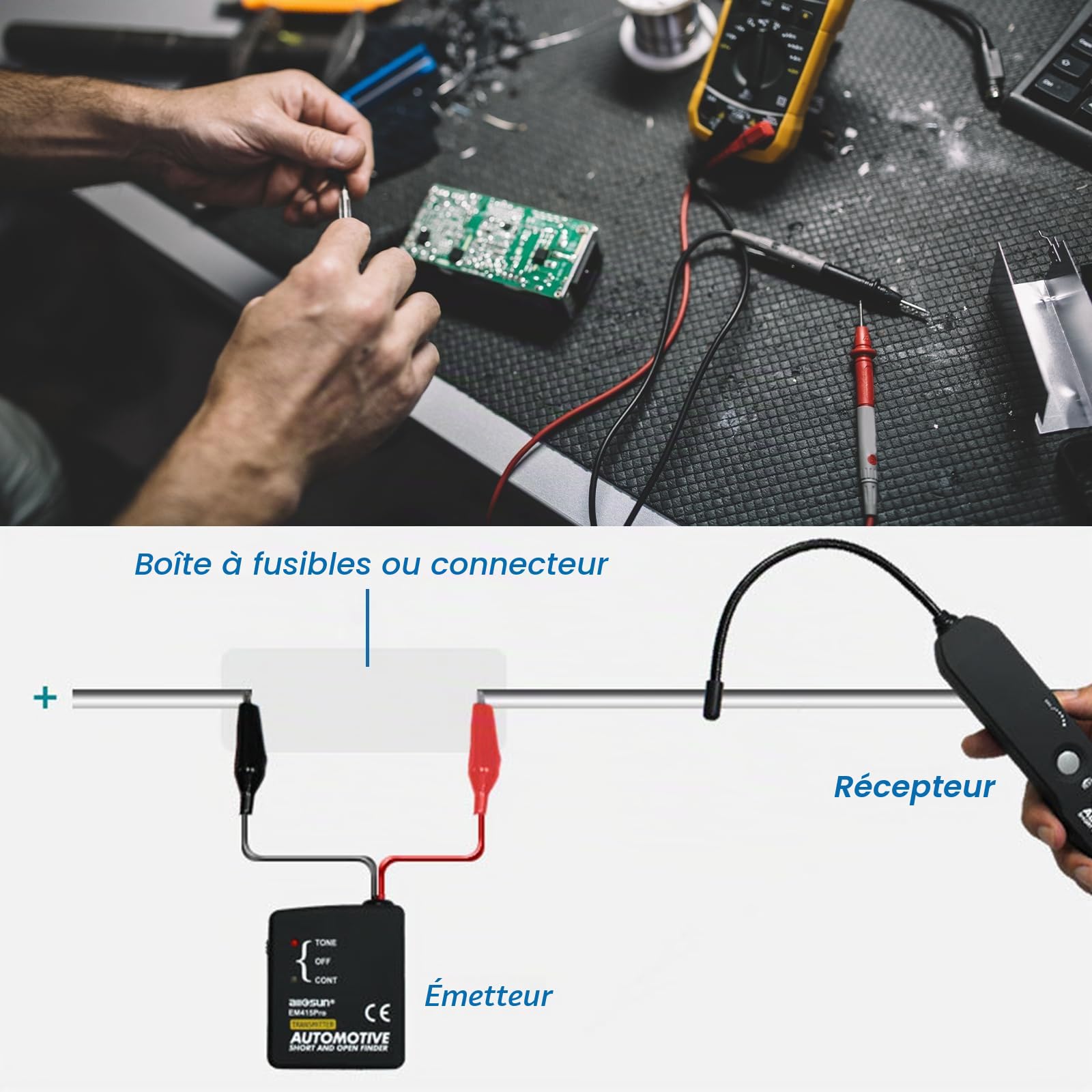 Testeur De Circuit, Testeur De Câble, Traceur De Fils, EM415PRO L'appareil De Contrôle De Câble, Detecteur De Cable Electrique, Détecteur Circuit Automobil, Câble Tracker, Traceur De Câble Portable