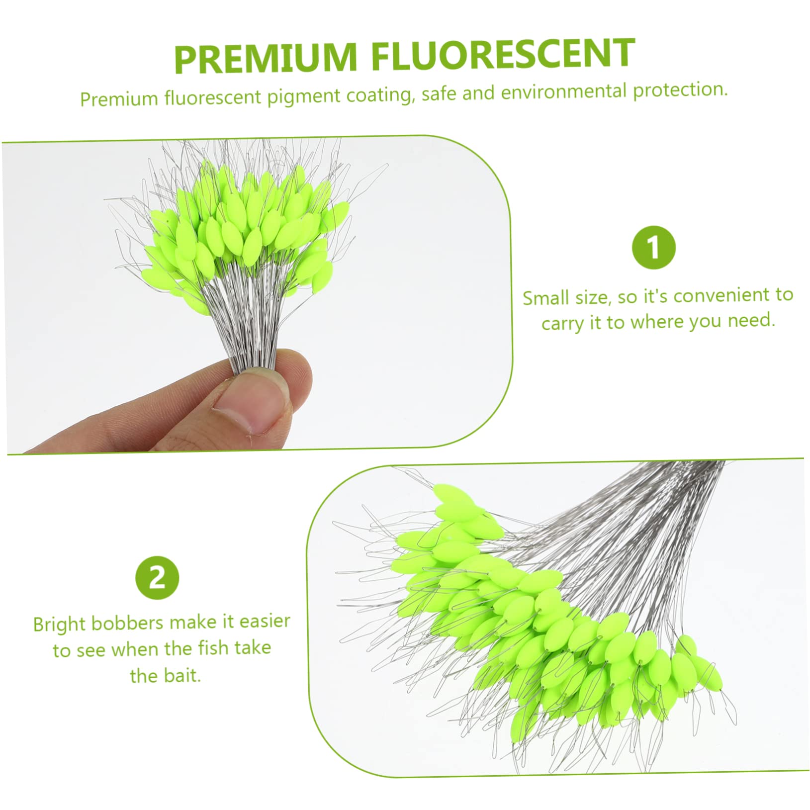 SUPVOX Lot De 2 Flotteurs De Pêche en Plastique Petits Lumineux Et Réactifs Phosphorescents Et Verts